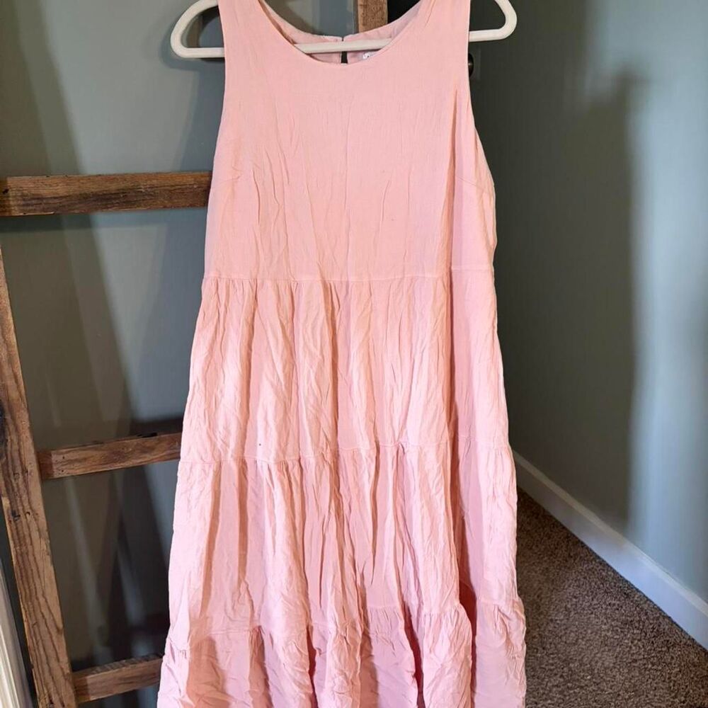 A New Day Fabulous Pink Tiered Long Sleeveless Dress Size XL